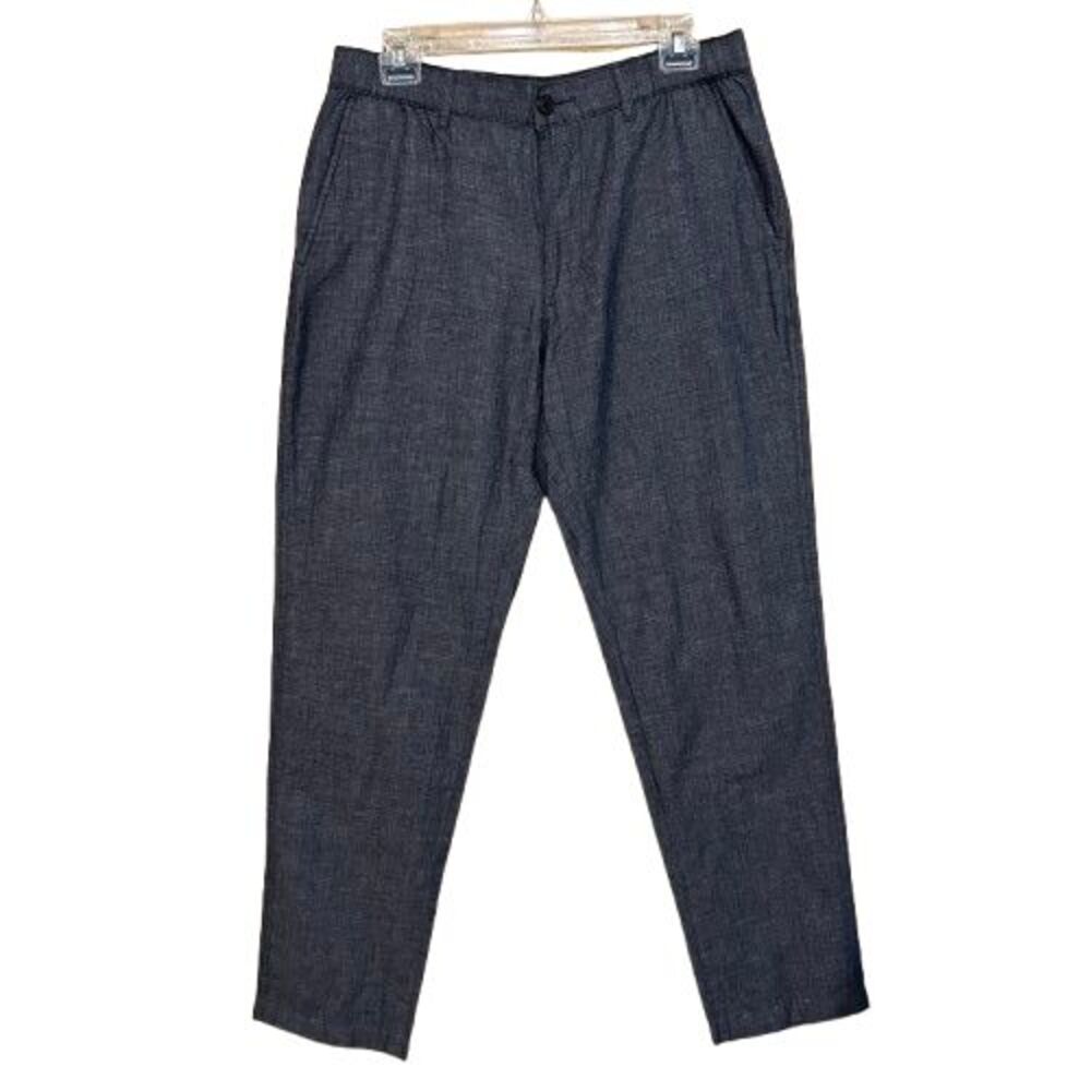 NWT Uniqlo Linen Blend Relaxed Pants Mens Blue 31" Inseam 321-463857